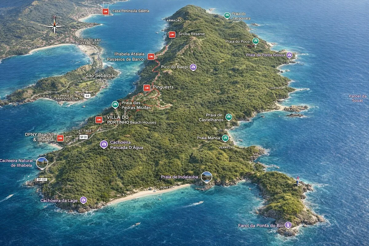 Área de cobertura Caiçara Driver — Ilhabela e região